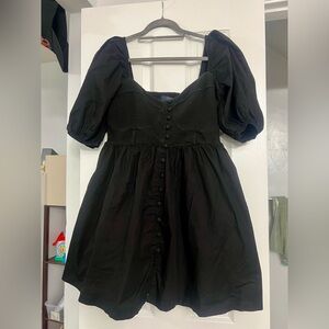 Anthropologie Black Puff Sleeve Mini Sundress